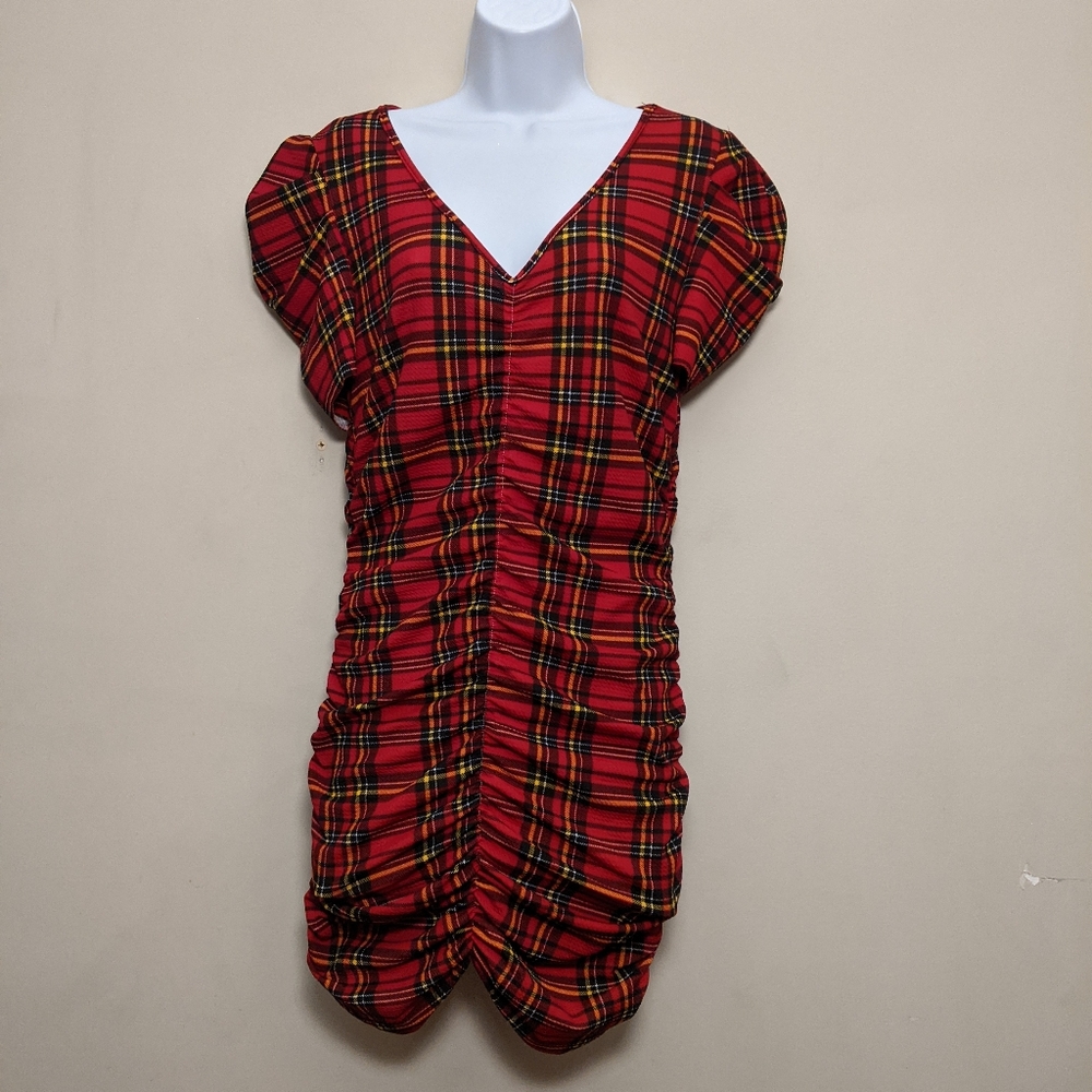 Absolutely It Plaid Red Stretch Dress XL